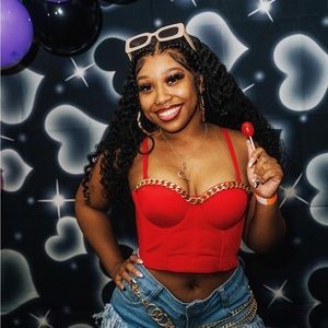 Red Crop Corset w/ Chain Trim